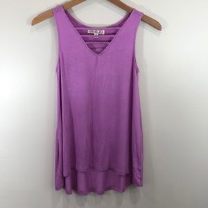 Pink Rose Purple Tank Top Loose Fit Xs